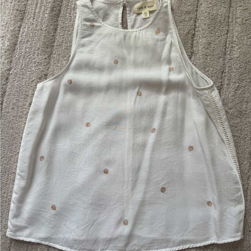 Cloth & Stone White Tank Top with Rose Gold Dots